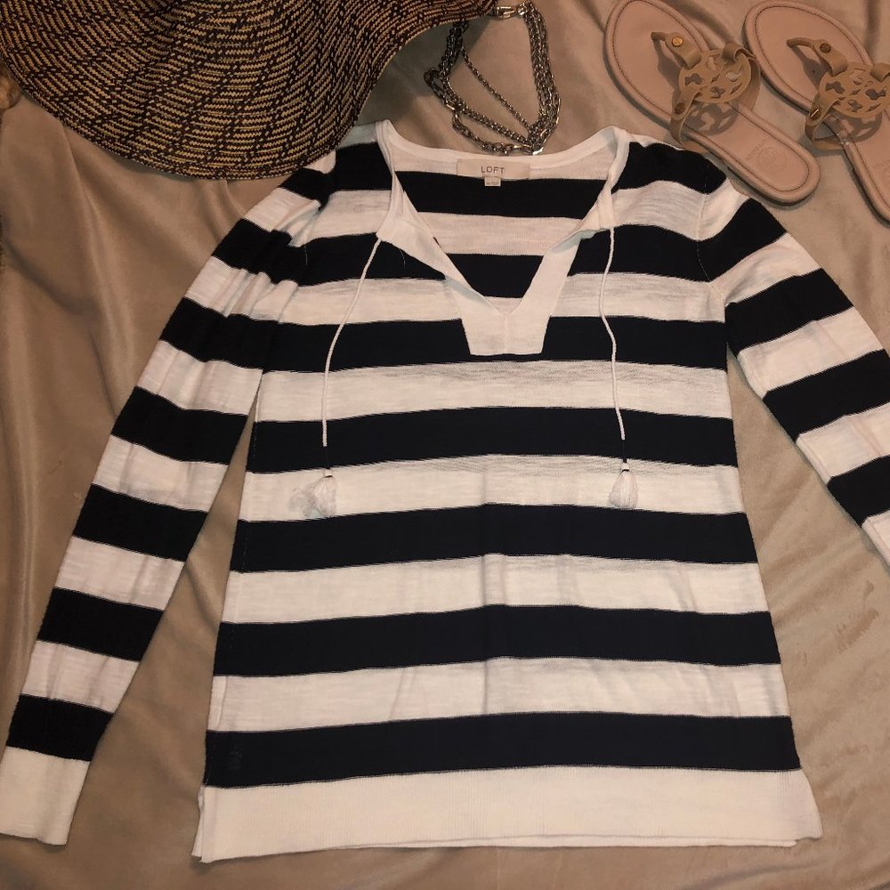 Loft Blue and White Striped Top.